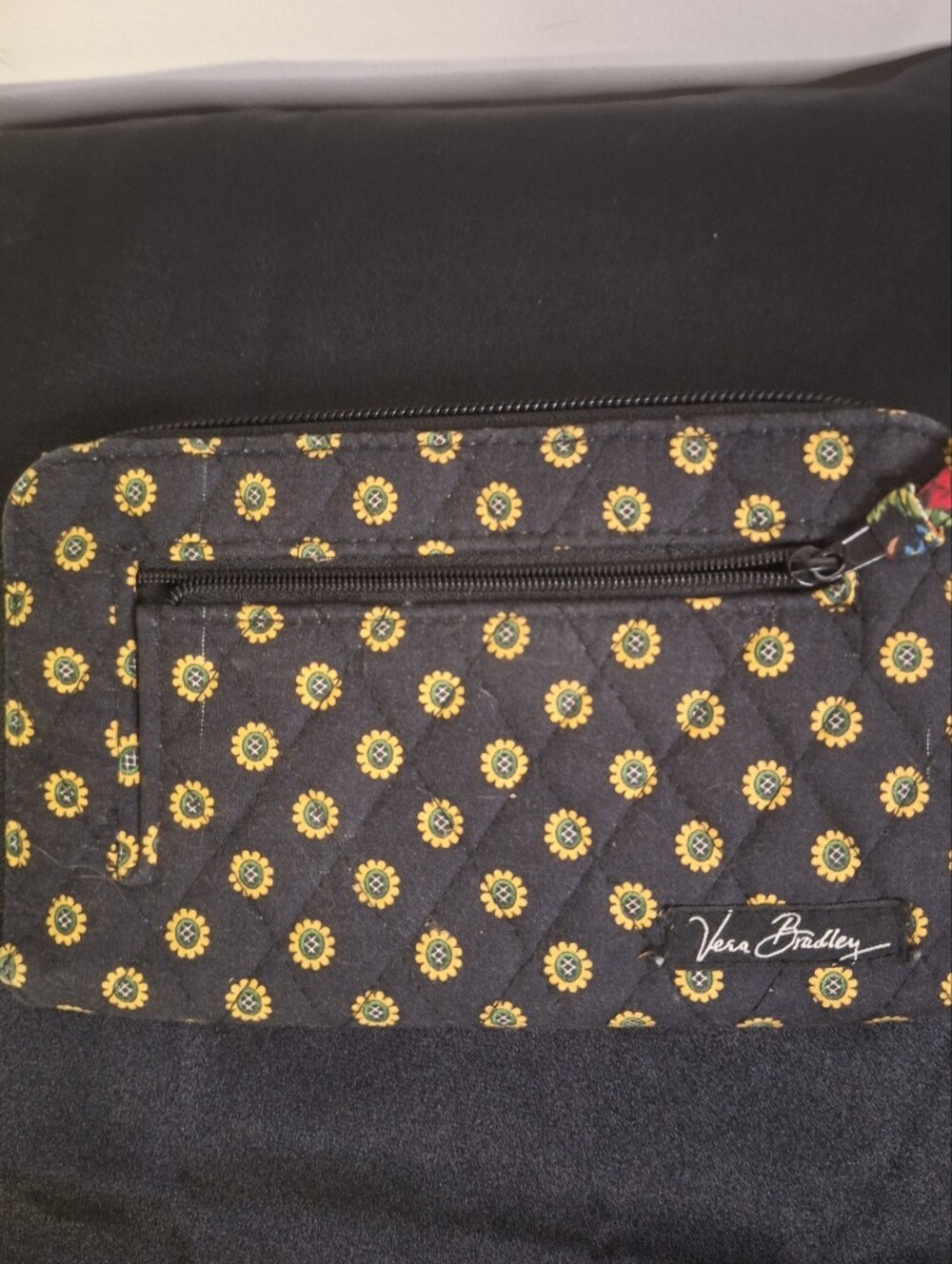 Vera Bradley Black With Gold  Billfold. 7.5"  X 5"